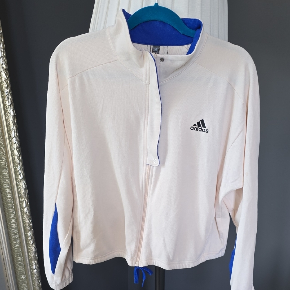 Adidas Off-White and Royal Blue Track Jacket Sz M